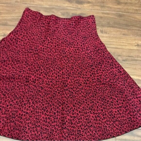 Vintage Classic Concepts Women's Red Cheetah Print Knit Skater Skirt Size M Y2K - Picture 3 of 7